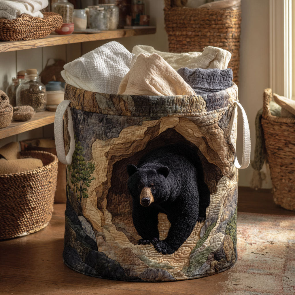 Forest Bear Quilted Laundry Basket Hamper Basket Xmas Presents For Mother In Law