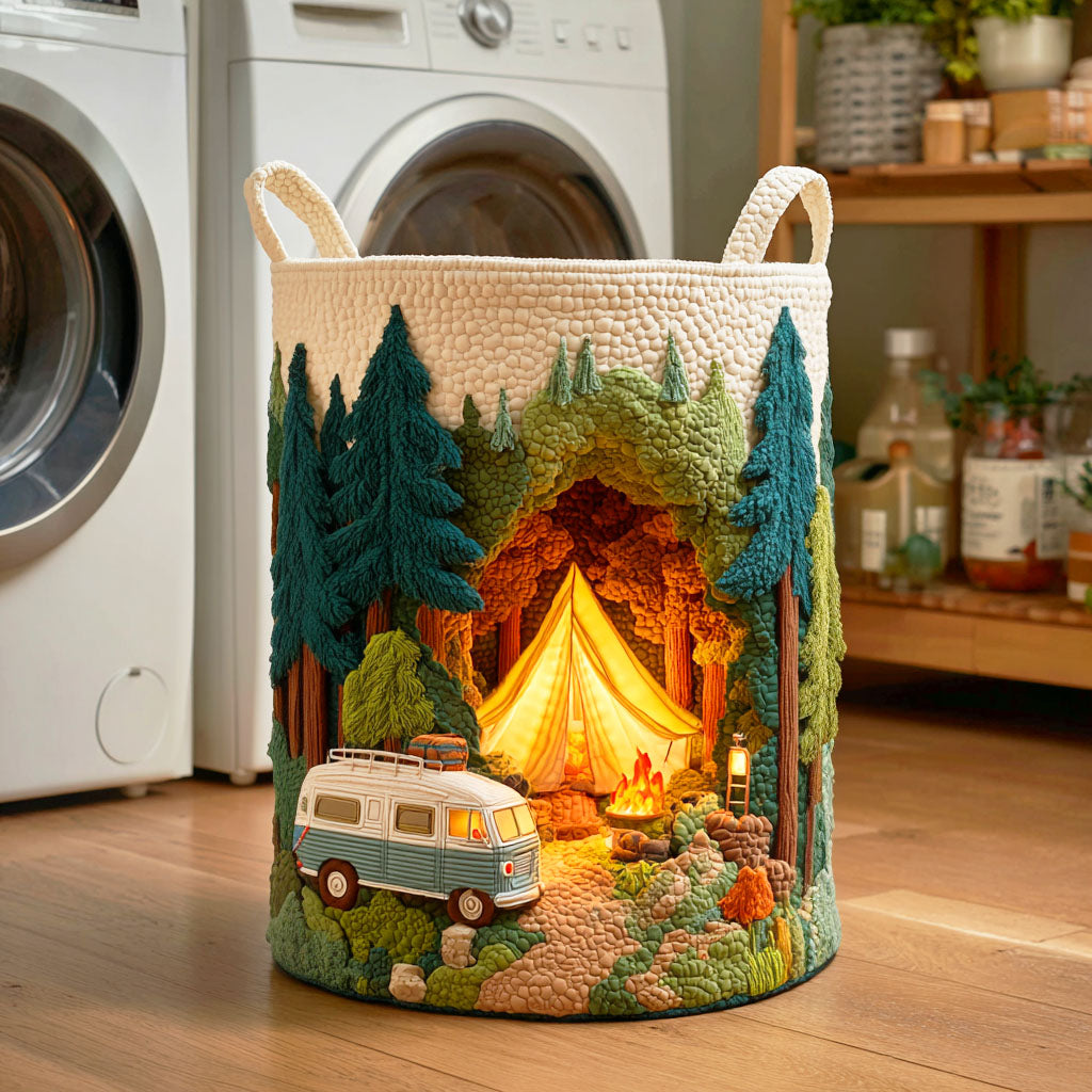 Forest Camper Quilted Laundry Basket Best Clothes Hamper Great Presents For Campers