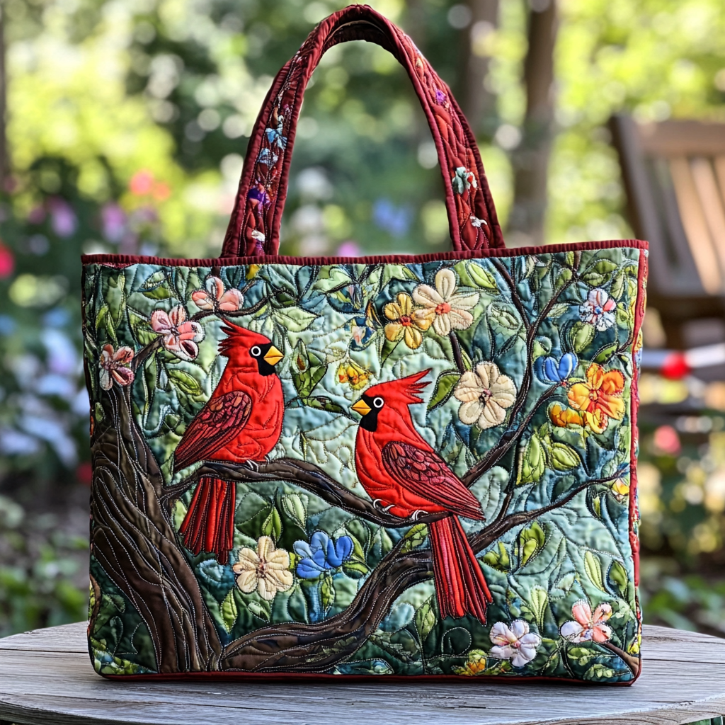 Forest Cardinal Quilted Tote Bag Nice Tote Bags Christmas Presents For Mum