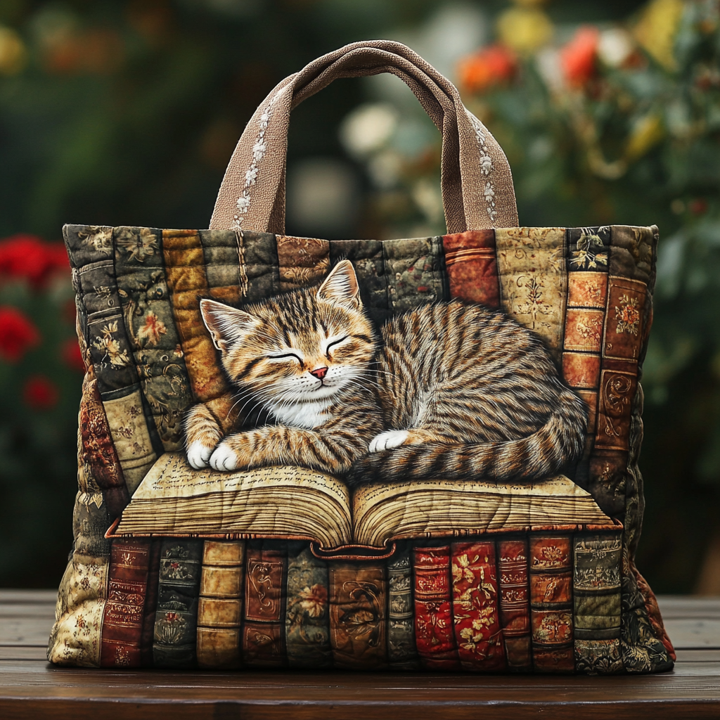 Forest Cat Quilted Tote Bag The Best Shoulder Bags Unusual Gifts For Cat Lovers