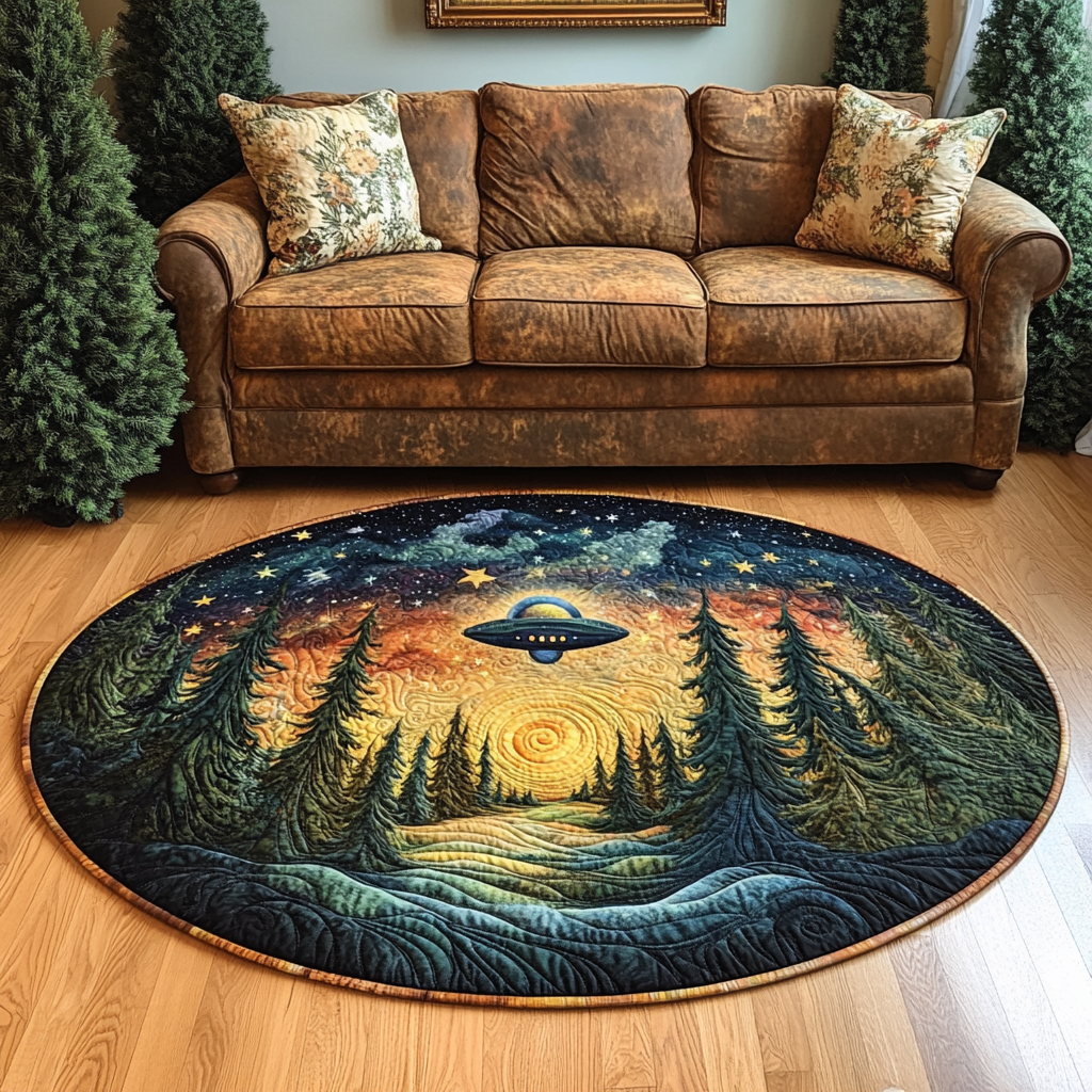 Forest Cryptic Charm Quilted Round Mat Round Floor Mat Gifts For My Mom