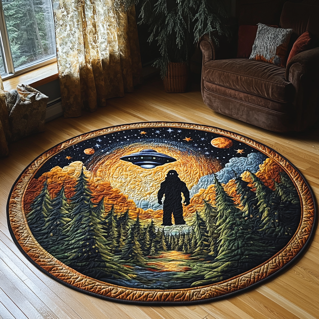 Forest Cryptic Whiper Quilted Round Mat Modern Circle Rug Last Minute Mothers Day Gifts