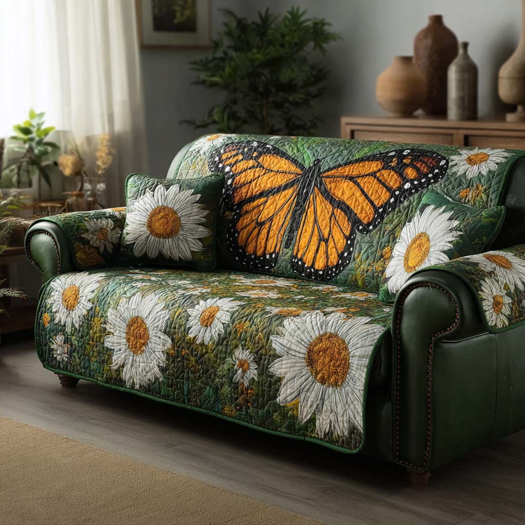 Forest Daisy Quilted Sofa Cover Sofa Saver Covers Butterfly Gifts For Grandma