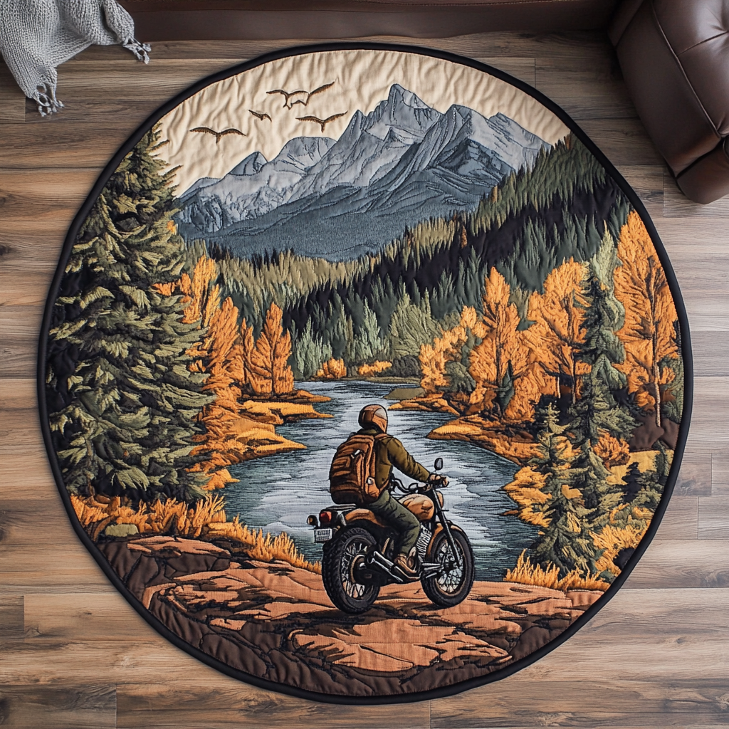 Forest Escape Quilted Round Mat Large Round Mat Best Gift For Mother In Law