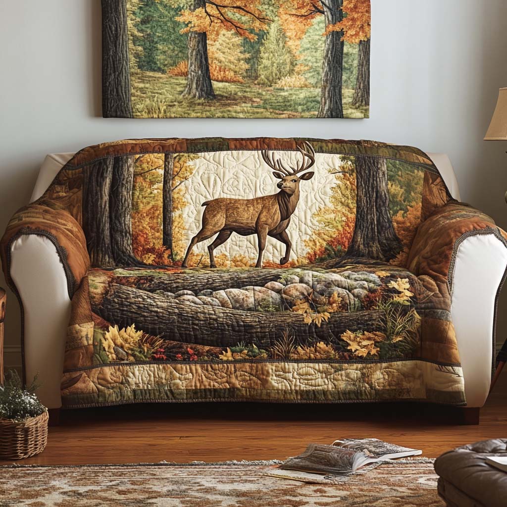 Forest Fawn Quilted Sofa Cover Cool Couch Slipcovers Presents For Deer Hunters