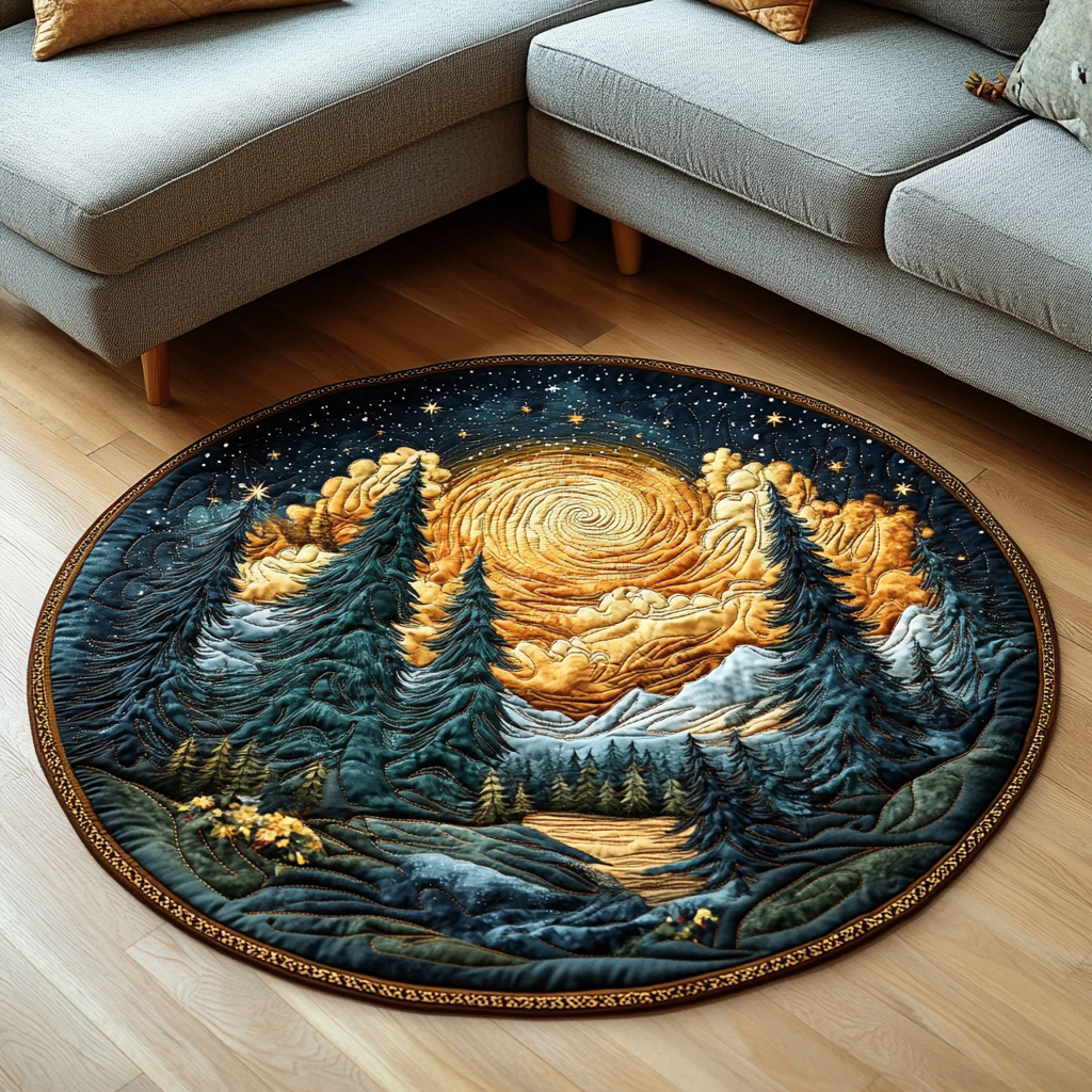 Forest Glow Quilted Round Mat Round Shape Rug Last Minute Gifts For Mom