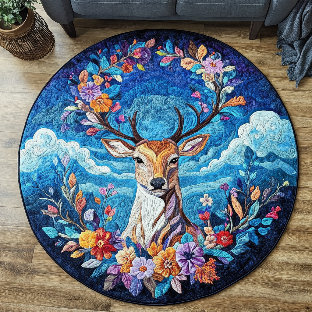 Forest Grace Quilted Round Mat Circle Floor Mat Presents For Deer Hunters