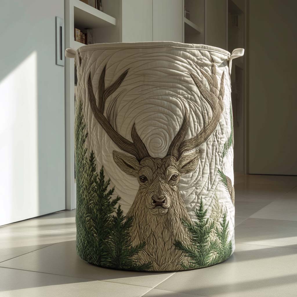 Forest Guardian Quilted Laundry Basket Modern Clothes Hamper Cool Gifts For Dad