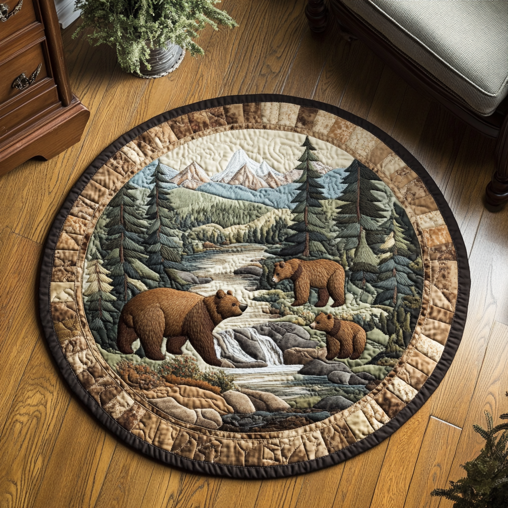 Forest Guardian Quilted Round Mat Round Holiday Rugs Useful Gifts For Dad