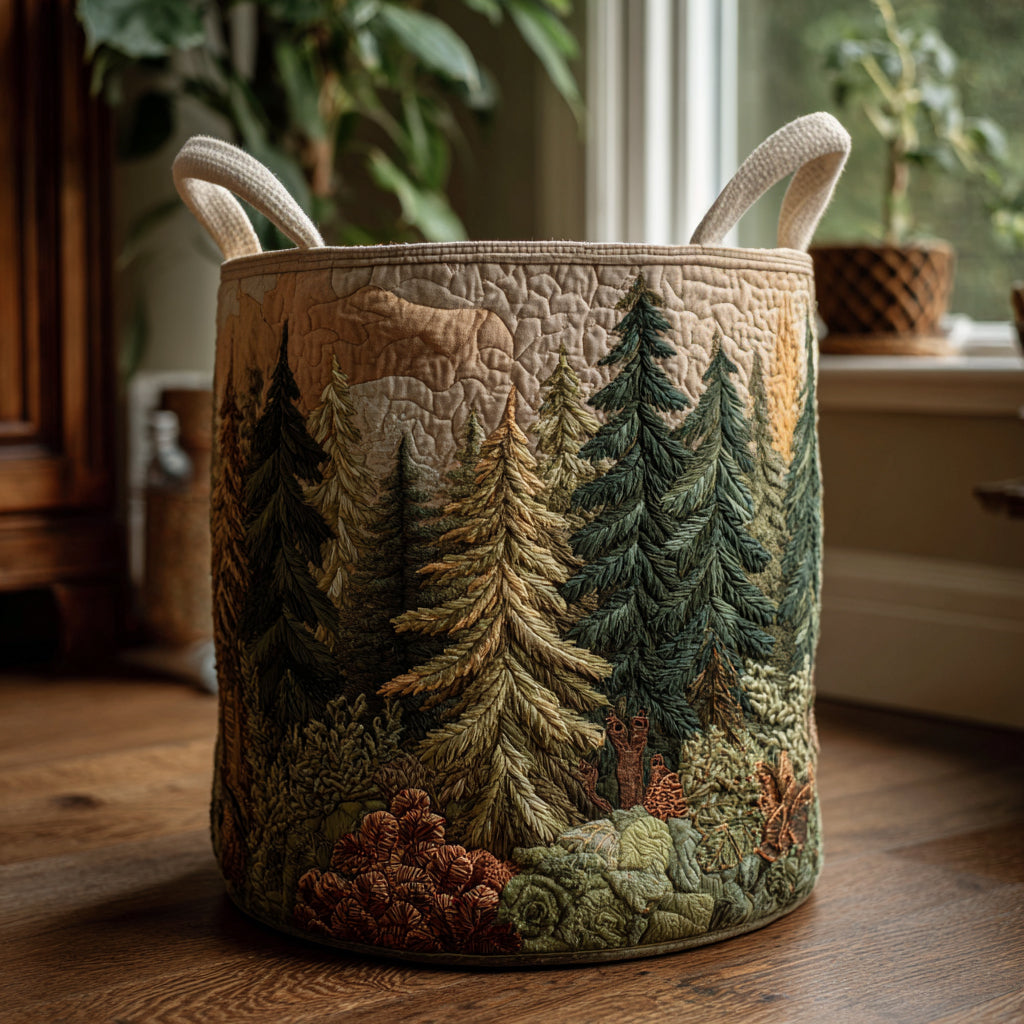 Forest Harmony Quilted Laundry Basket Best Clothes Hamper Retirement Gift Ideas For Men