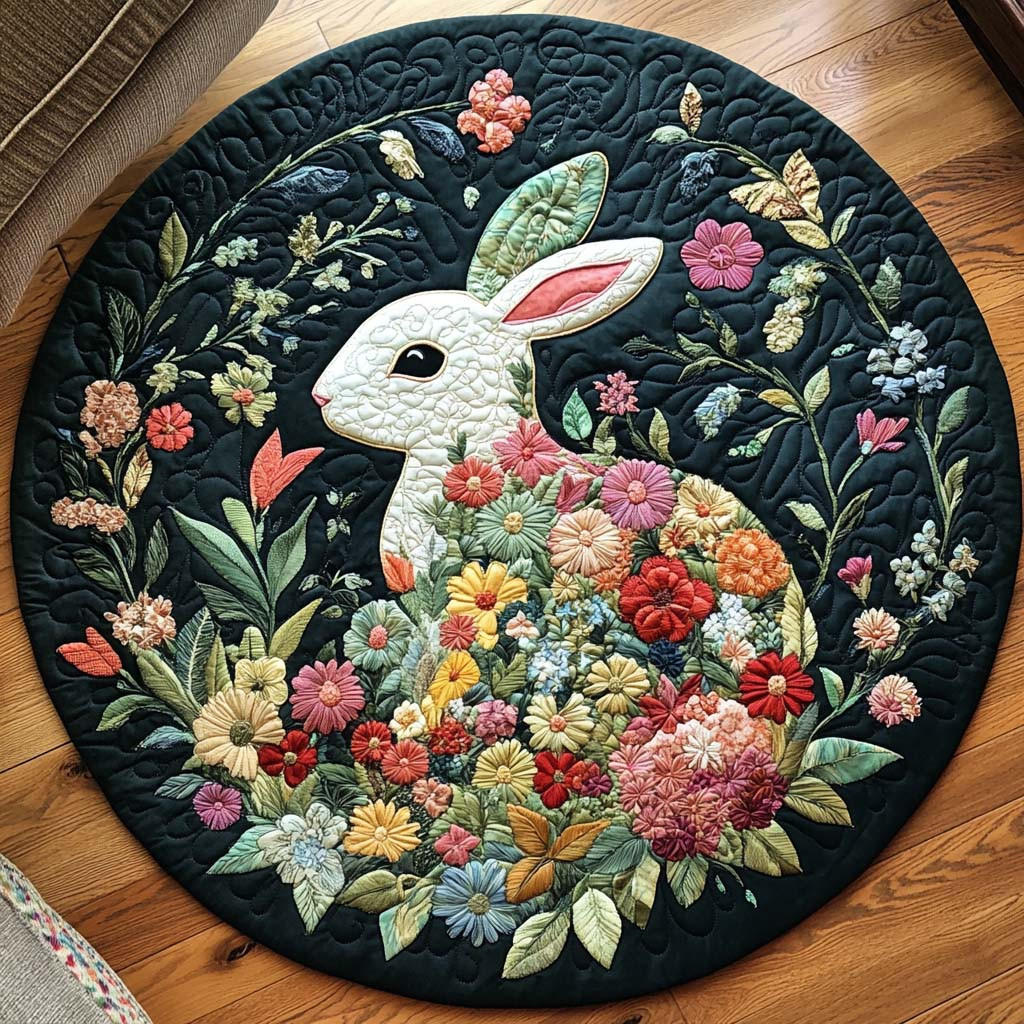 Forest Hopper Quilted Round Mat Living Room Decor Ideas Presents For Bunny Lovers