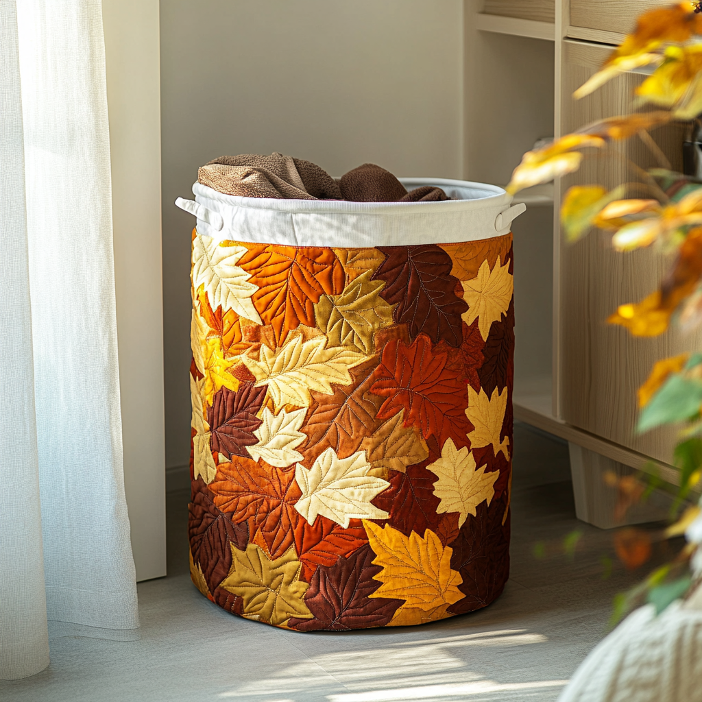 Forest Leaves Quilted Laundry Basket Best Looking Laundry Hampers Mid Autumn Festival Gift Ideas