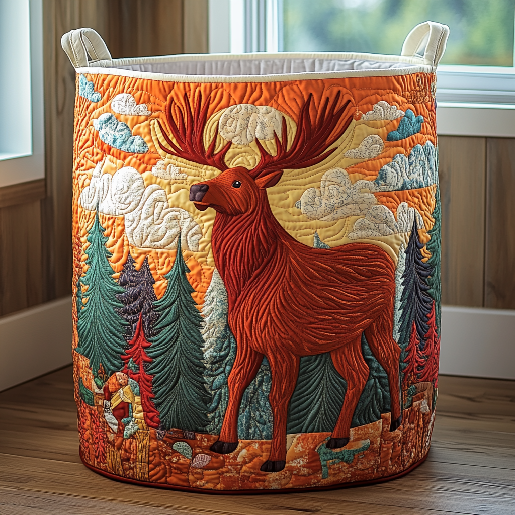 Forest Moose Quilted Laundry Basket Best Looking Laundry Hampers Top 10 Father's Day Gifts