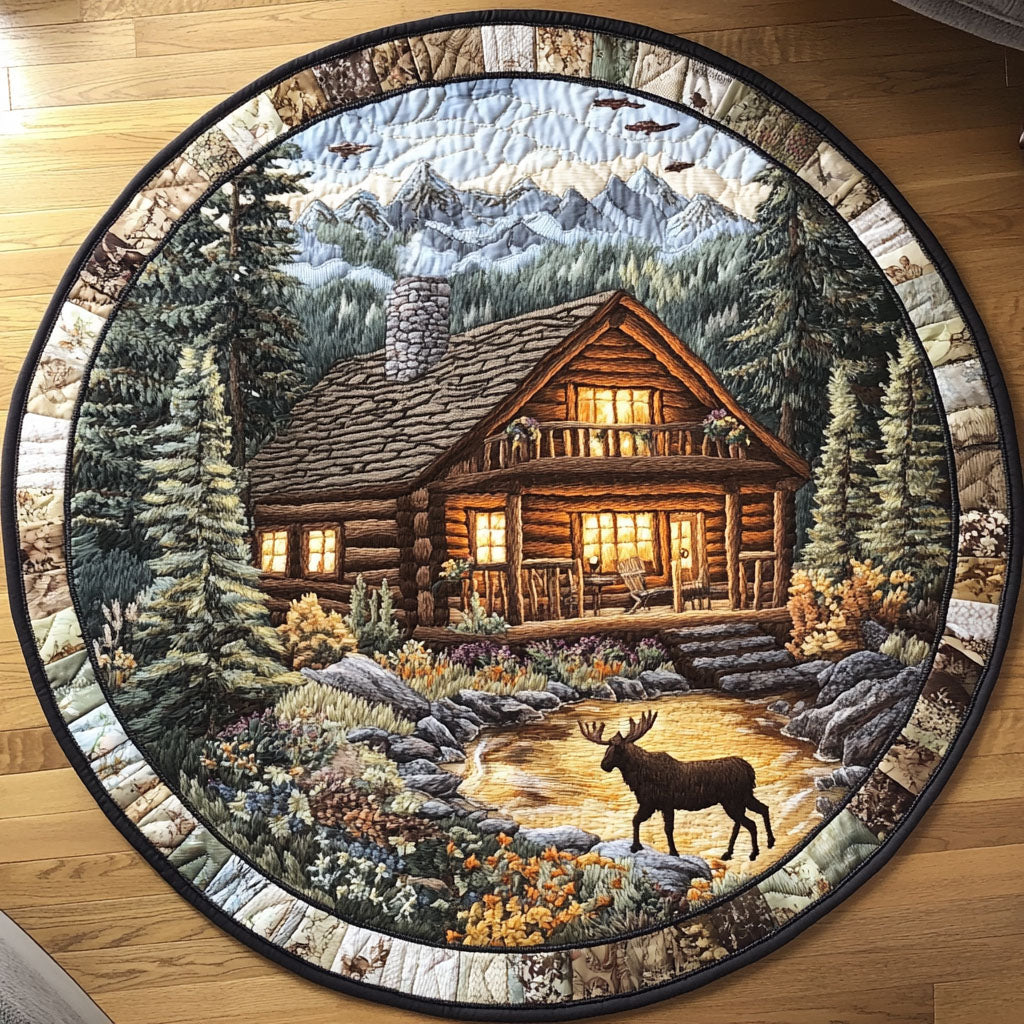 Forest Moose Quilted Round Mat Living Area Decor Ideas Grandmother Mothers Day Gifts