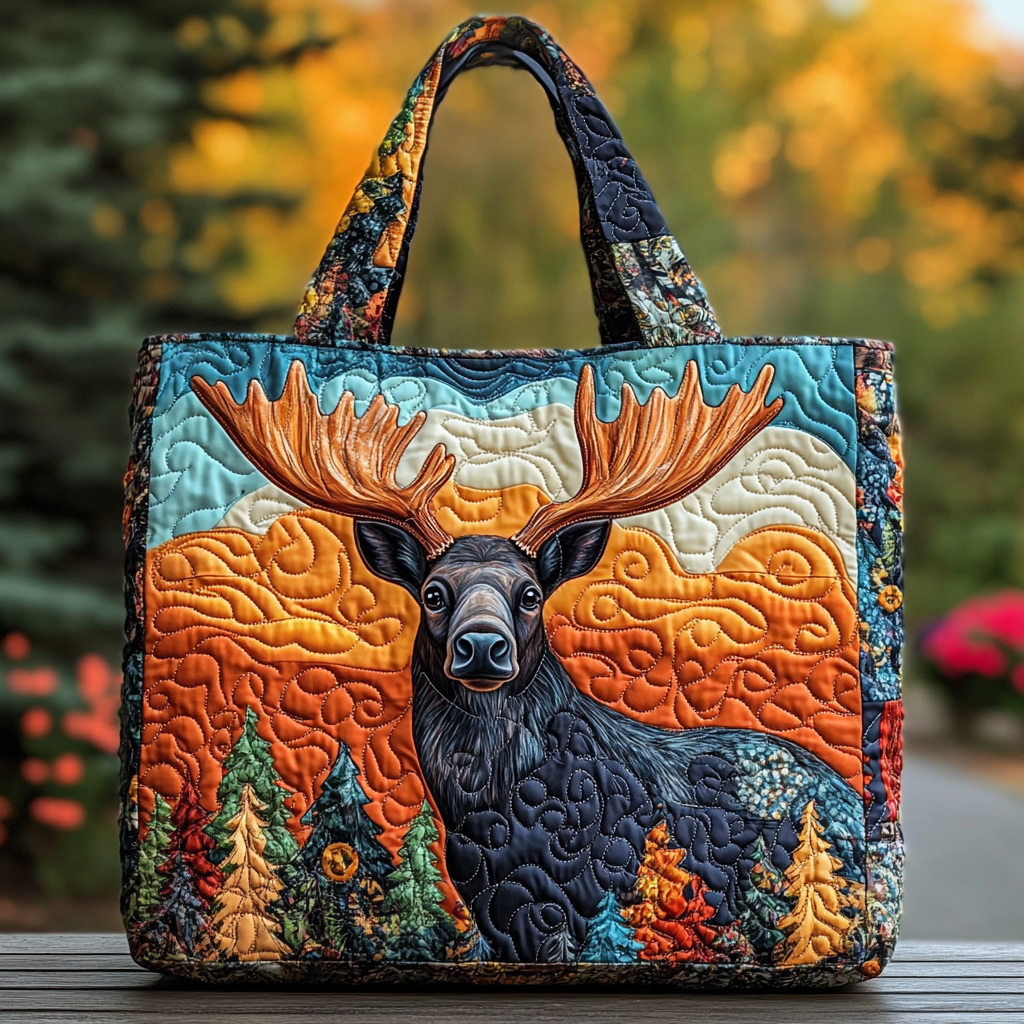 Forest Moose Quilted Tote Bag Handbag For Women Mother's Day Gifts For For Mom From Daughter