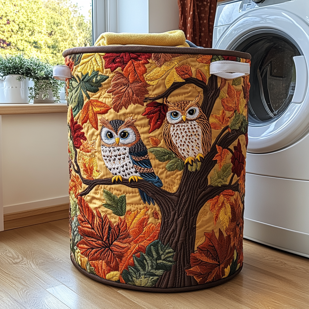 Forest Owl Quilted Laundry Basket House Decor Owl Gifts For Mom