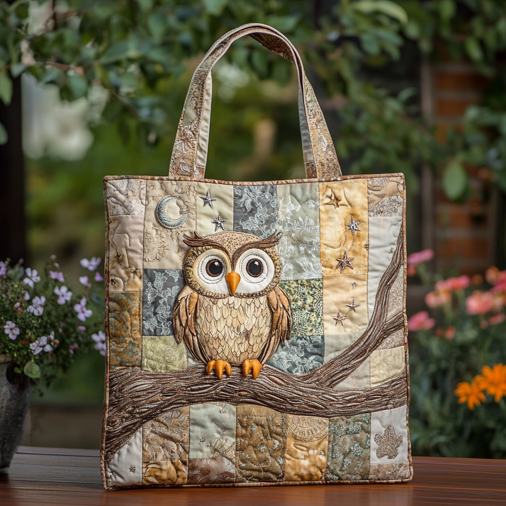 Forest Owl Quilted Tote Bag Trendy Tote Unique Mother's Day Gifts
