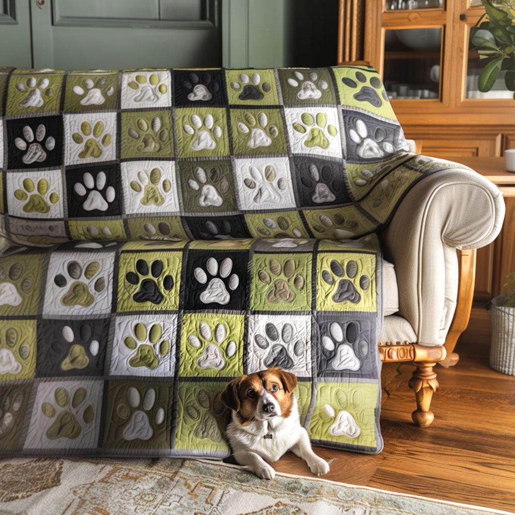 Forest Paw Trails Quilted Sofa Cover Great Couch Covers Cute Dog Owner Gift Ideas