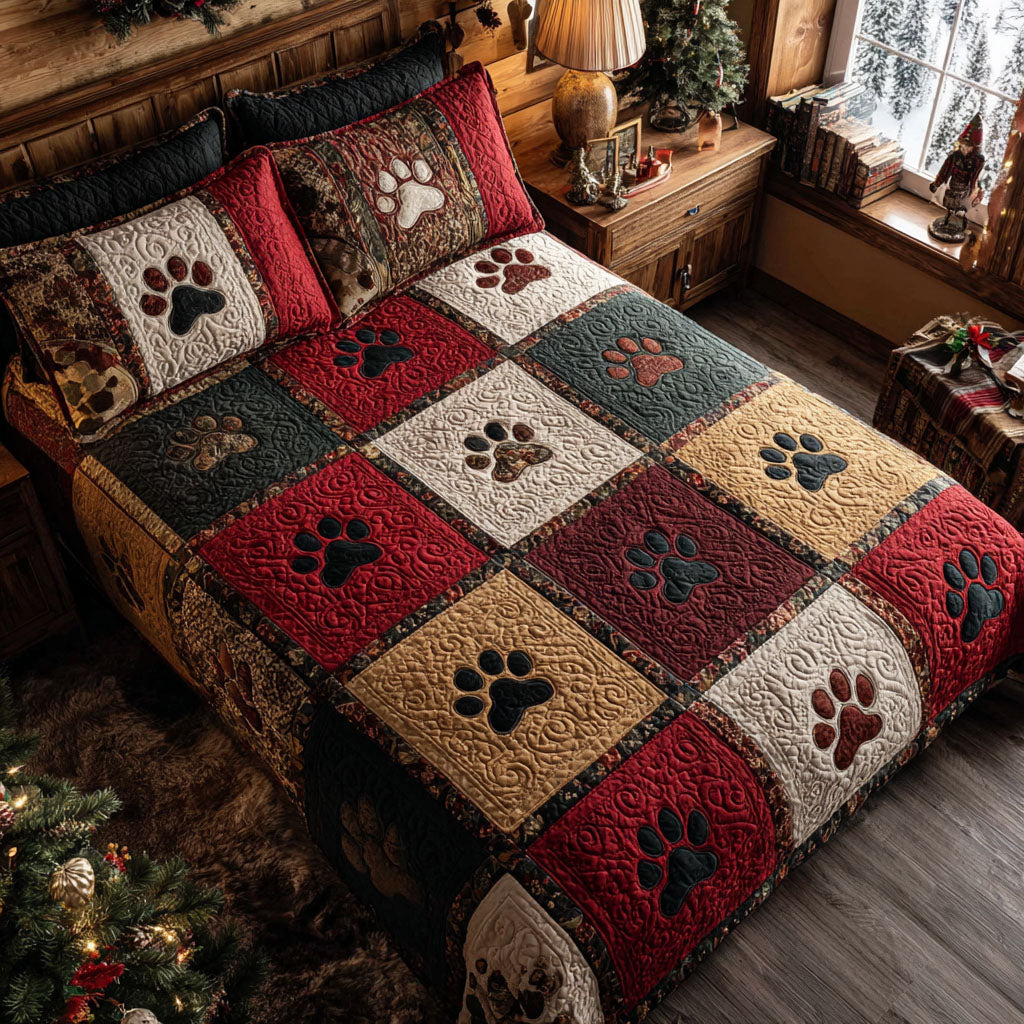 Forest Paws Quilted Bedding Set Bed Decor Good Cat Gifts