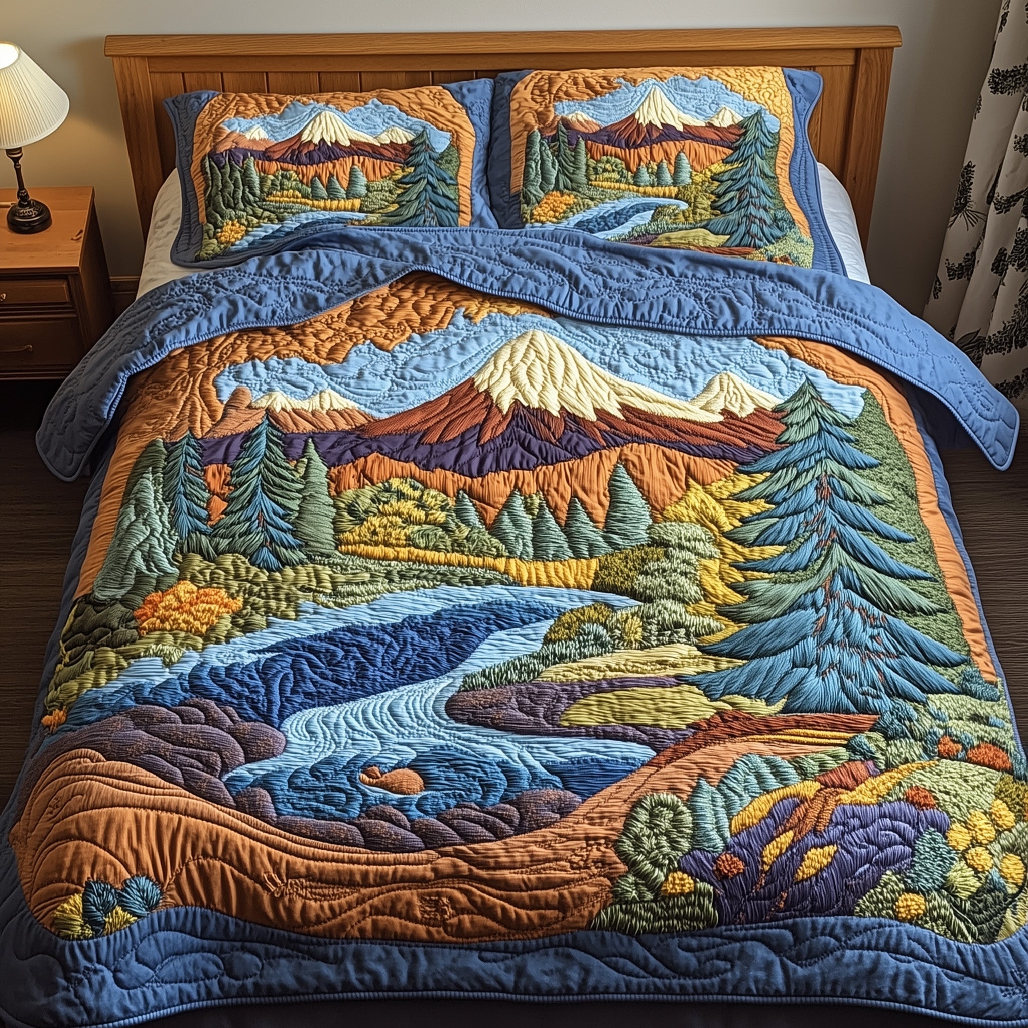 Forest Quilted Bedding Set Comforter Sets Father's Day Presents For Son