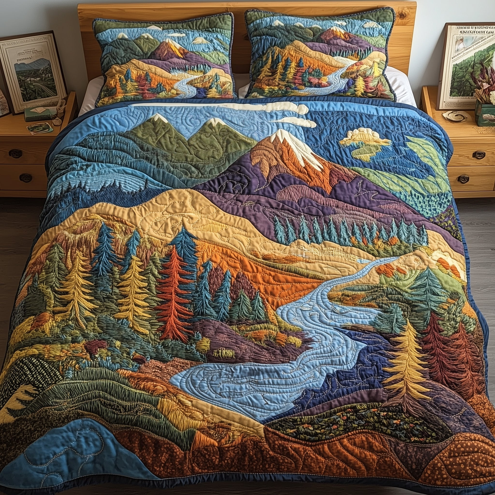 Forest Quilted Bedding Set Good Bed Sheet Sets Father's Day Presents For Husband