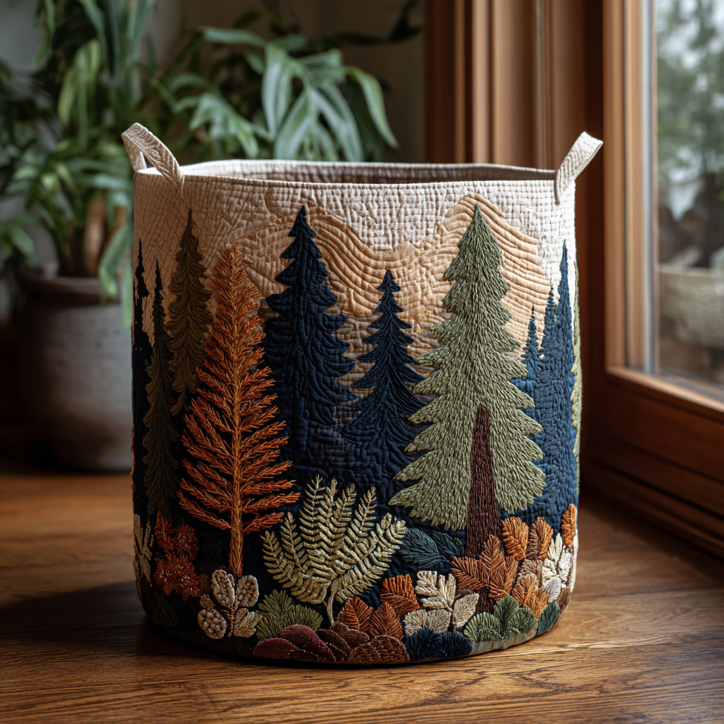 Forest Retreat Quilted Laundry Basket Farmhouse Laundry Room Decor Great Father's Day Gifts