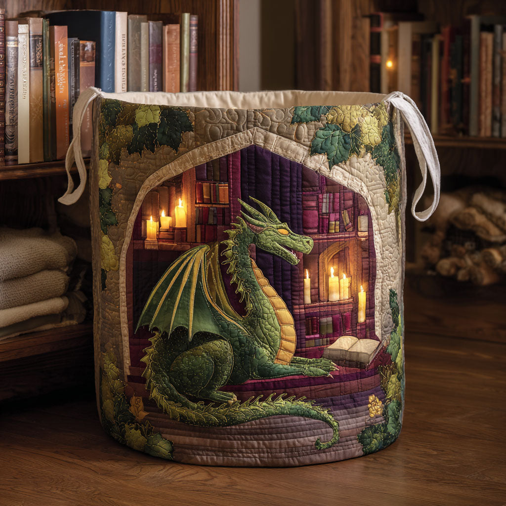Forest Sage Quilted Laundry Basket Unique Clothes Hamper Dragon Themed Gifts For Adults