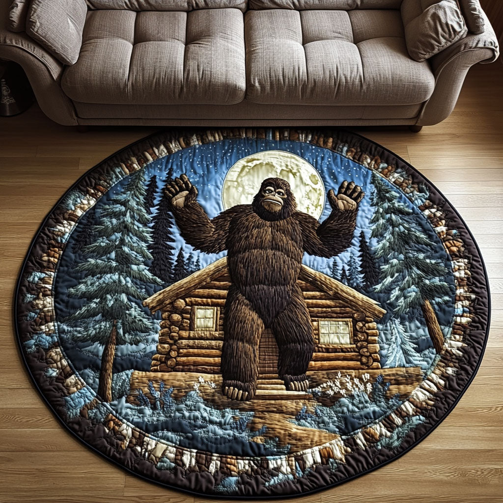 Forest Sentinel Quilted Round Mat Living Room Decoration Bigfoot Gifts For Dad