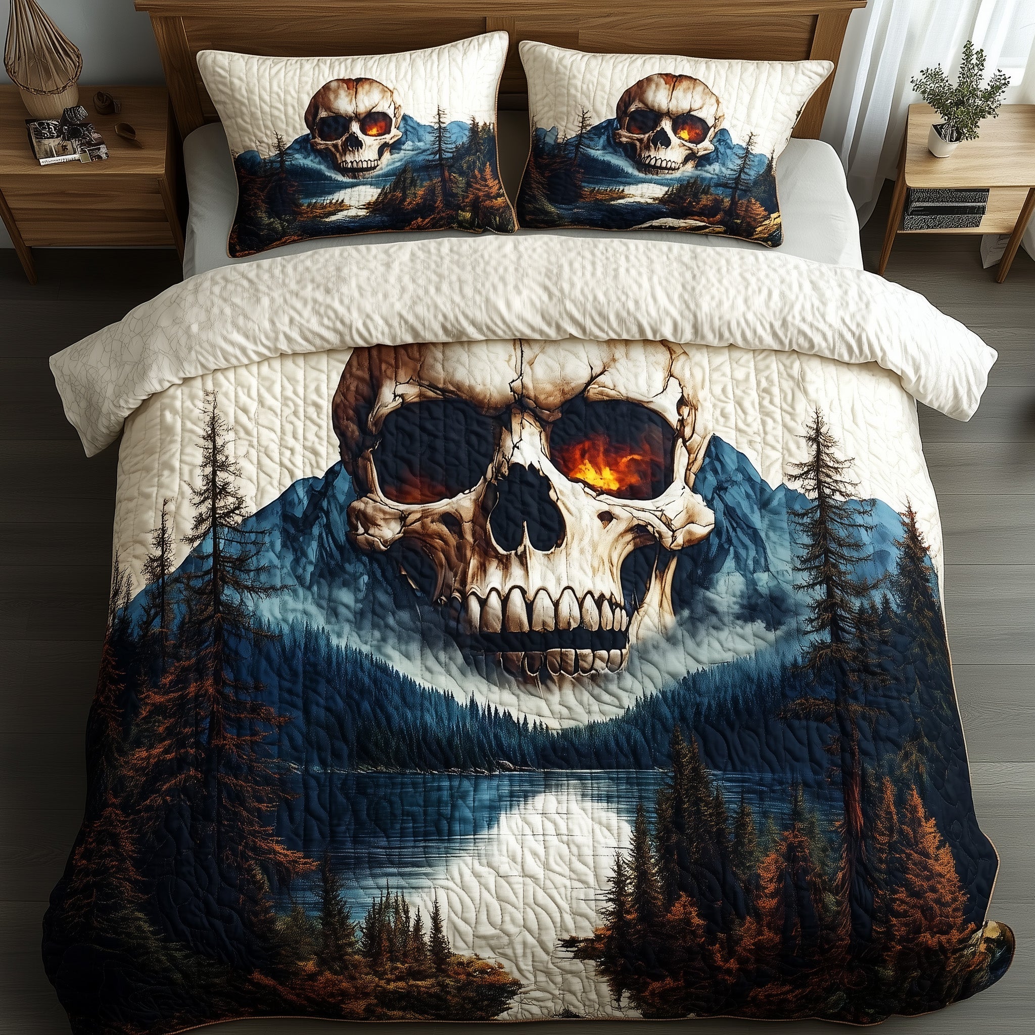 Forest Soul Quilted Bedding Set Best King Sheets Gifts For People Who Like Skulls