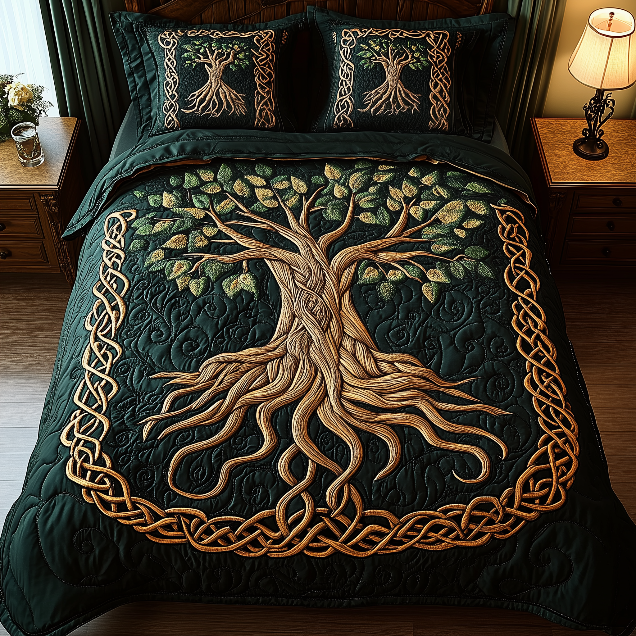 Forest Spirit Quilted Bedding Set King Comforter Sets Tree Of Life Gifts For Him