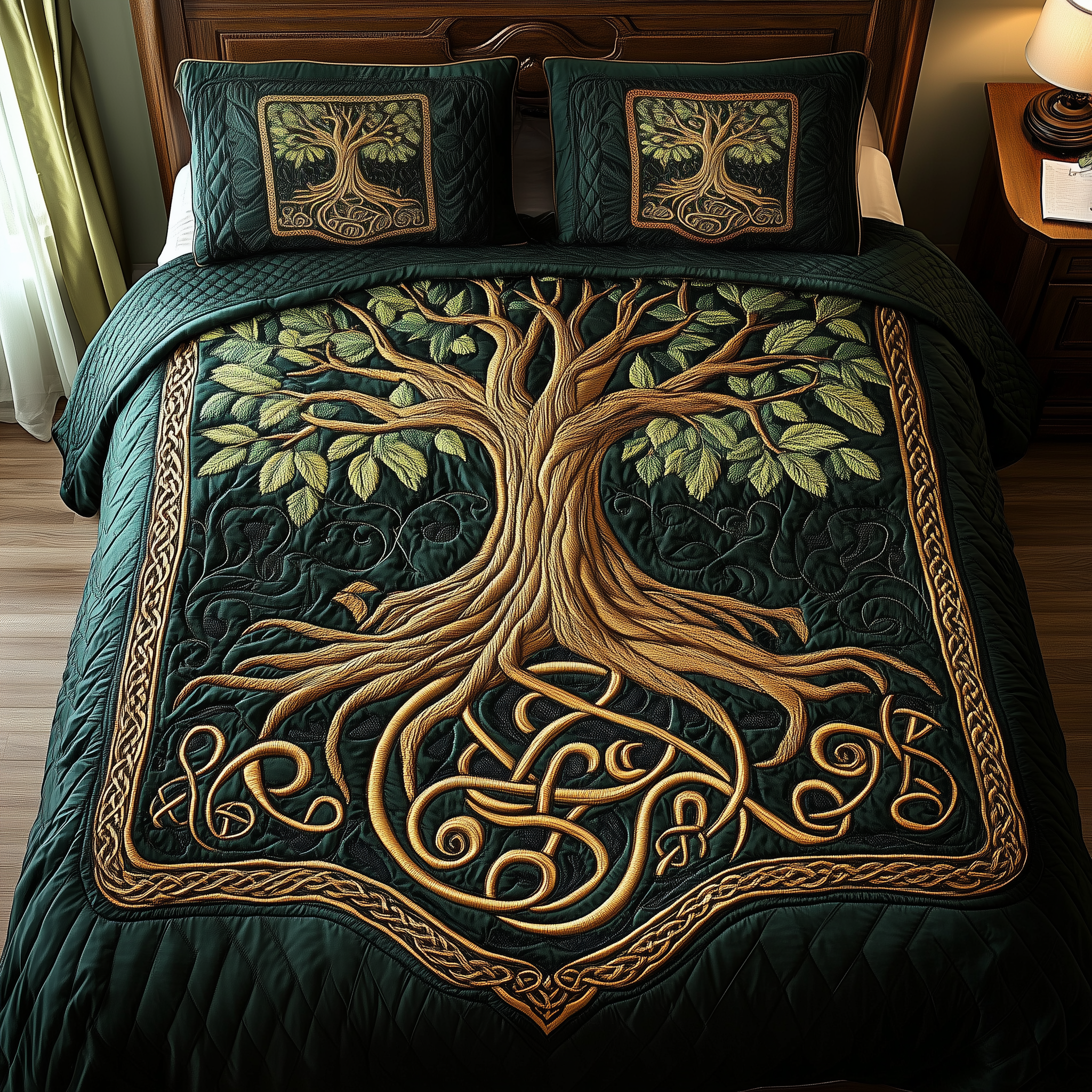 Forest Spirit Quilted Bedding Set Queen Bed Set Tree Of Life Gifts For Men