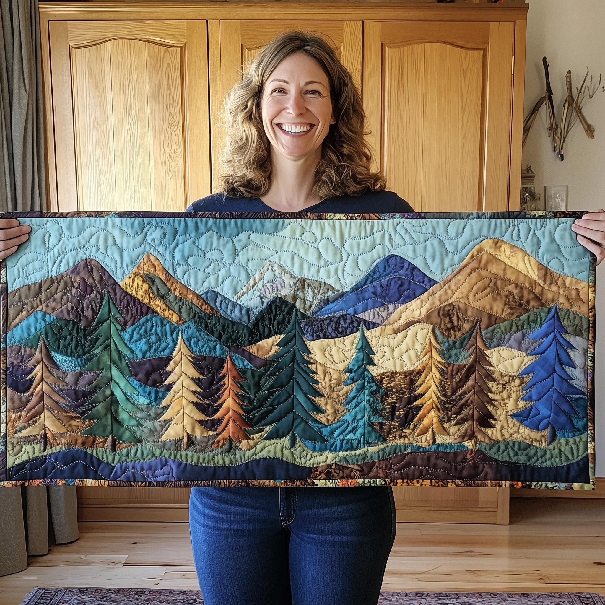 Forest Spirit Quilted Table Runner Dining Room Table Runners Special Gift For Father