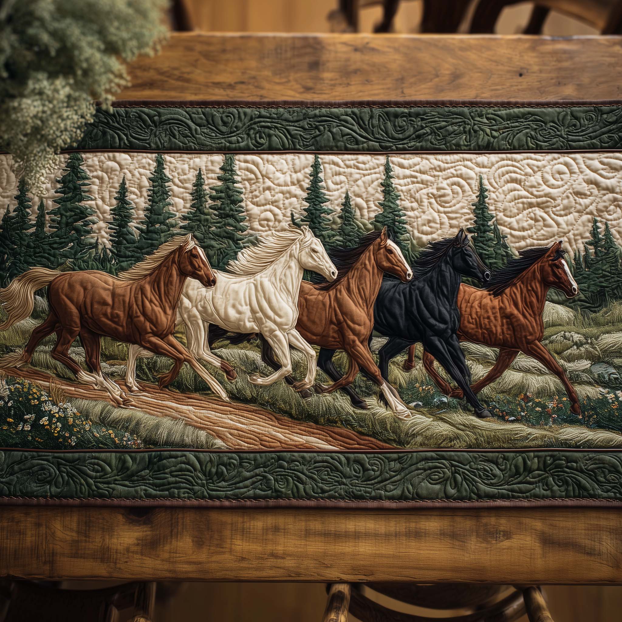 Forest Spirit Quilted Table Runner Kitchen Table Decor Country And Western Gifts
