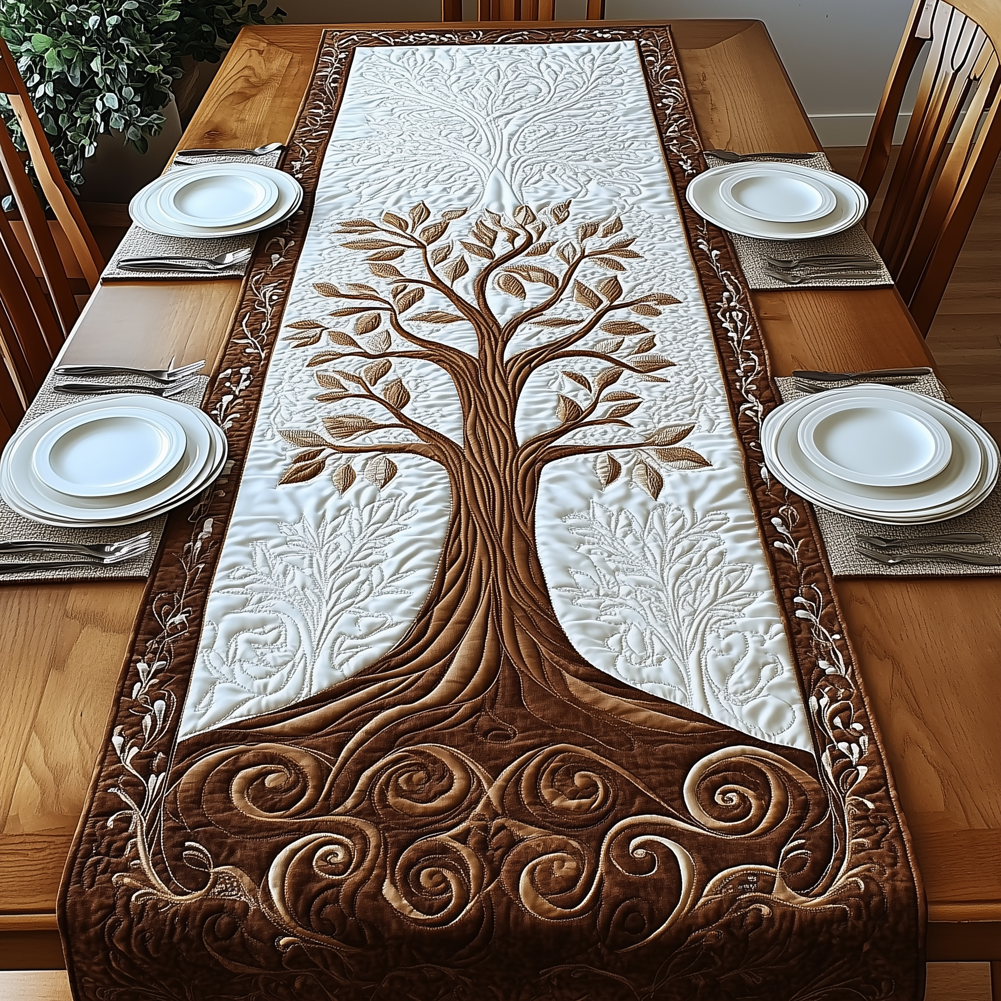 Forest Spirit Quilted Table Runner Table Runners Long Tree Of Life Gifts For Dad