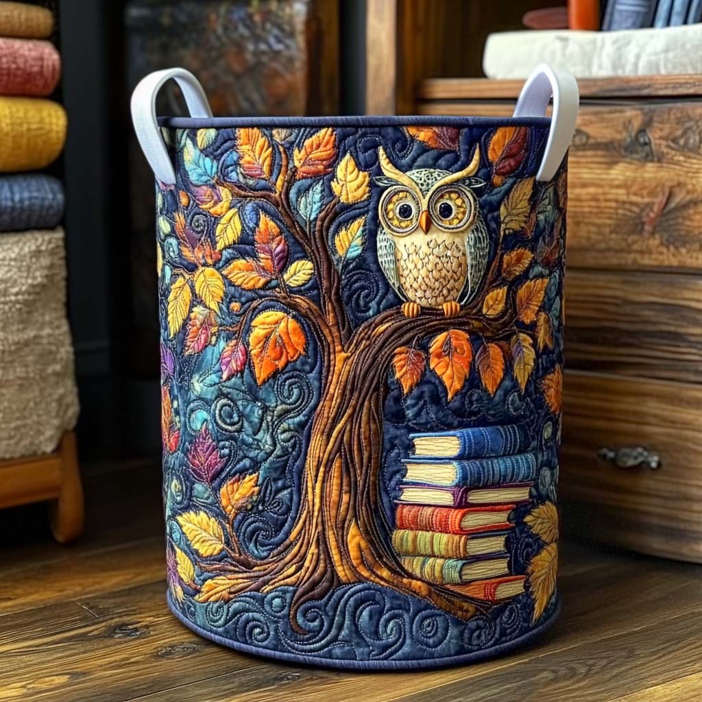 Forest Stack Owl Quilted Laundry Basket Coolest Laundry Baskets Awesome Gifts For Book Lovers