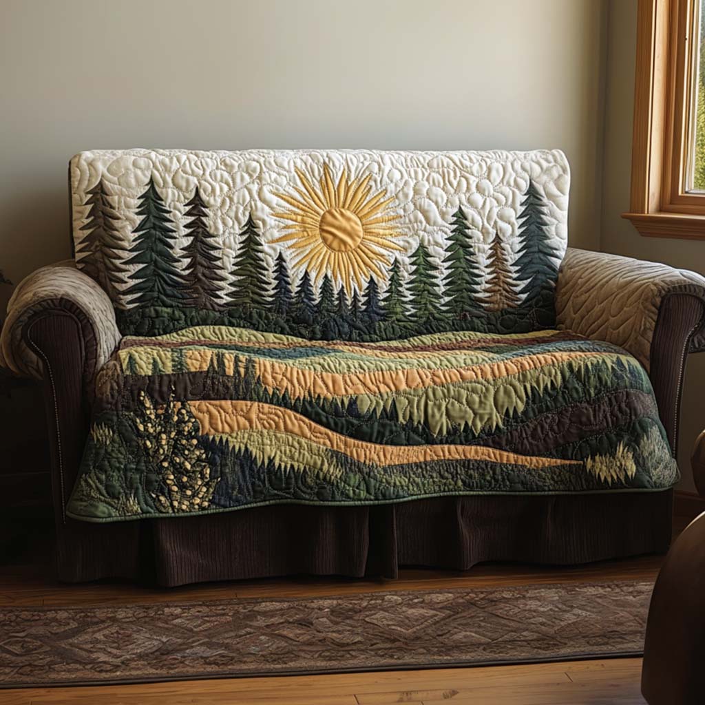 Forest Sunrise Quilted Sofa Cover Sofa Throw Covers Gifts For Family