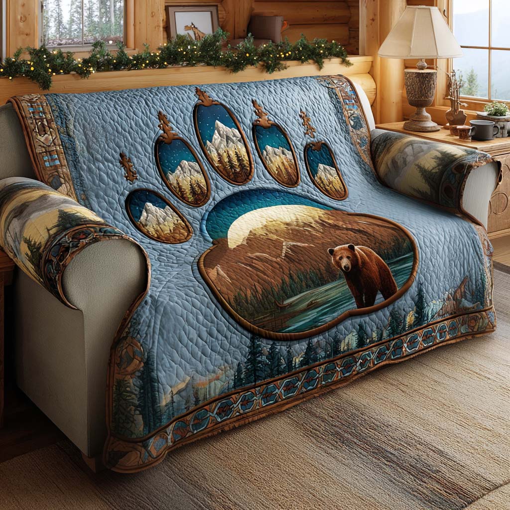 Forest Tracks Quilted Sofa Cover Living Room Decor Ideas Bear Gifts For Her
