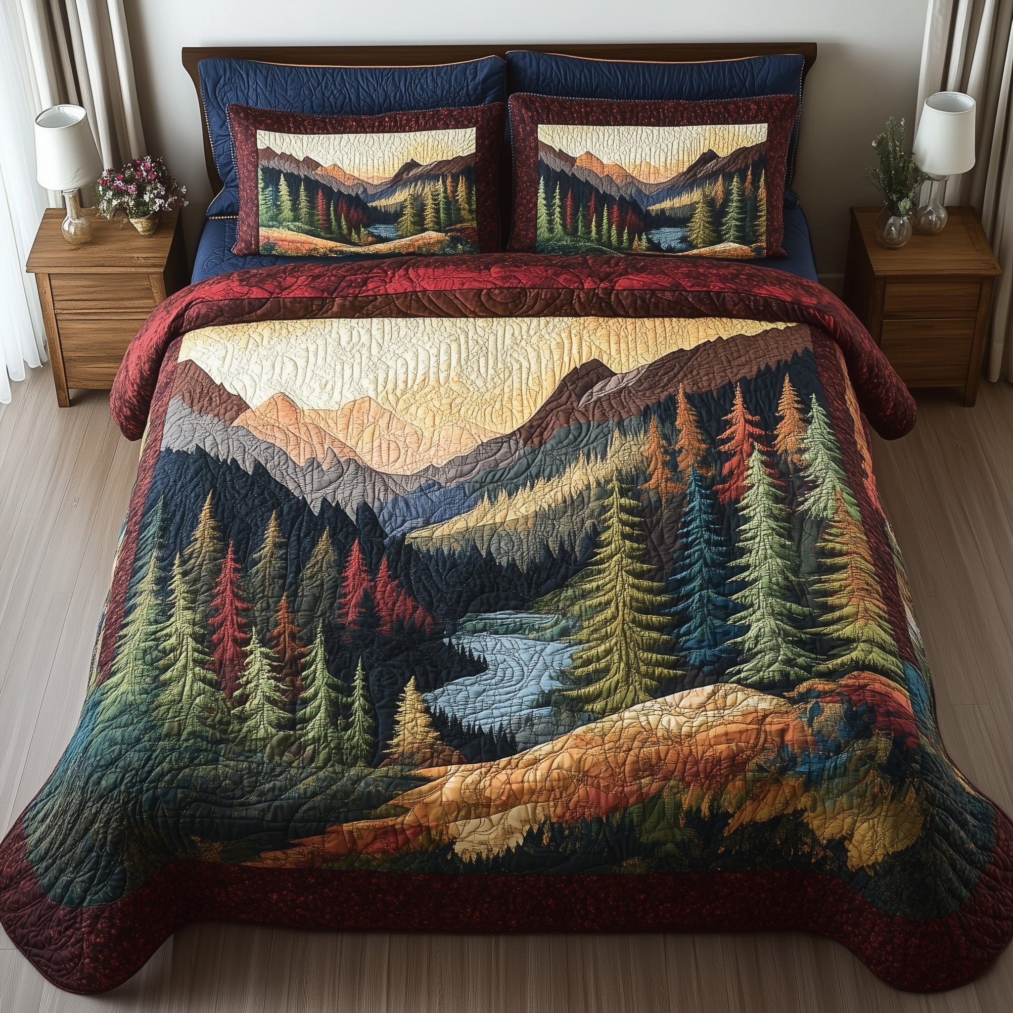 Forest Vibes Quilted Bedding Set Bedspread Quilts Special Father'S Day Gifts From Daughter