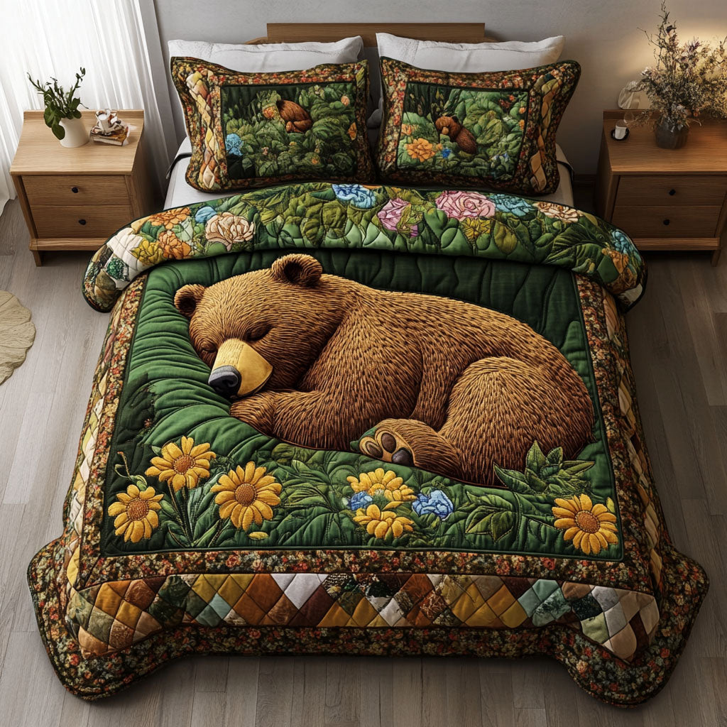 Forest Wanderer Quilted Bedding Set Cute Bedroom Decor Good Father's Day Presents
