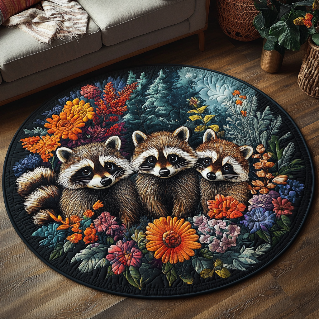 Forest Whispers Quilted Round Mat Round Rug Carpet Hunting Lover Gifts