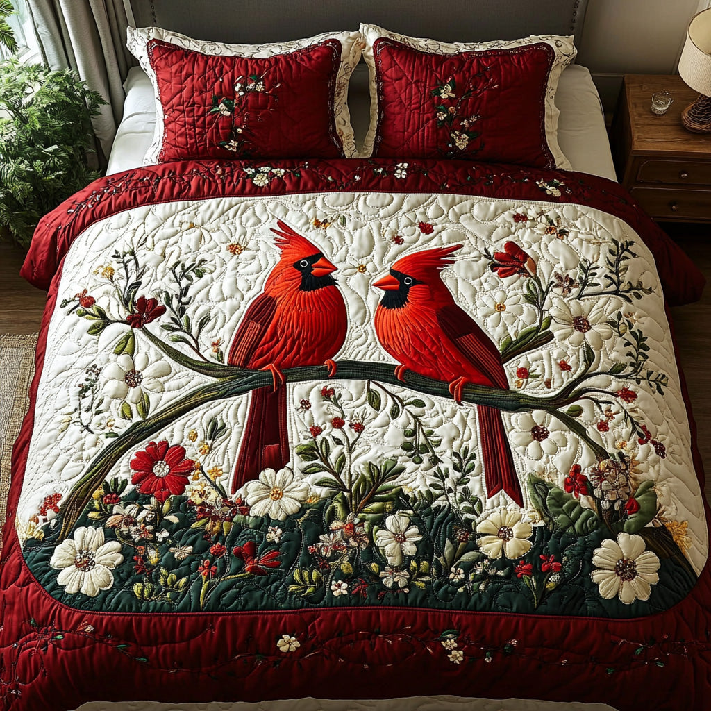 Forever Cardinal Quilted Bedding Set Best Bed Sheet Set Cardinal Bird Gifts