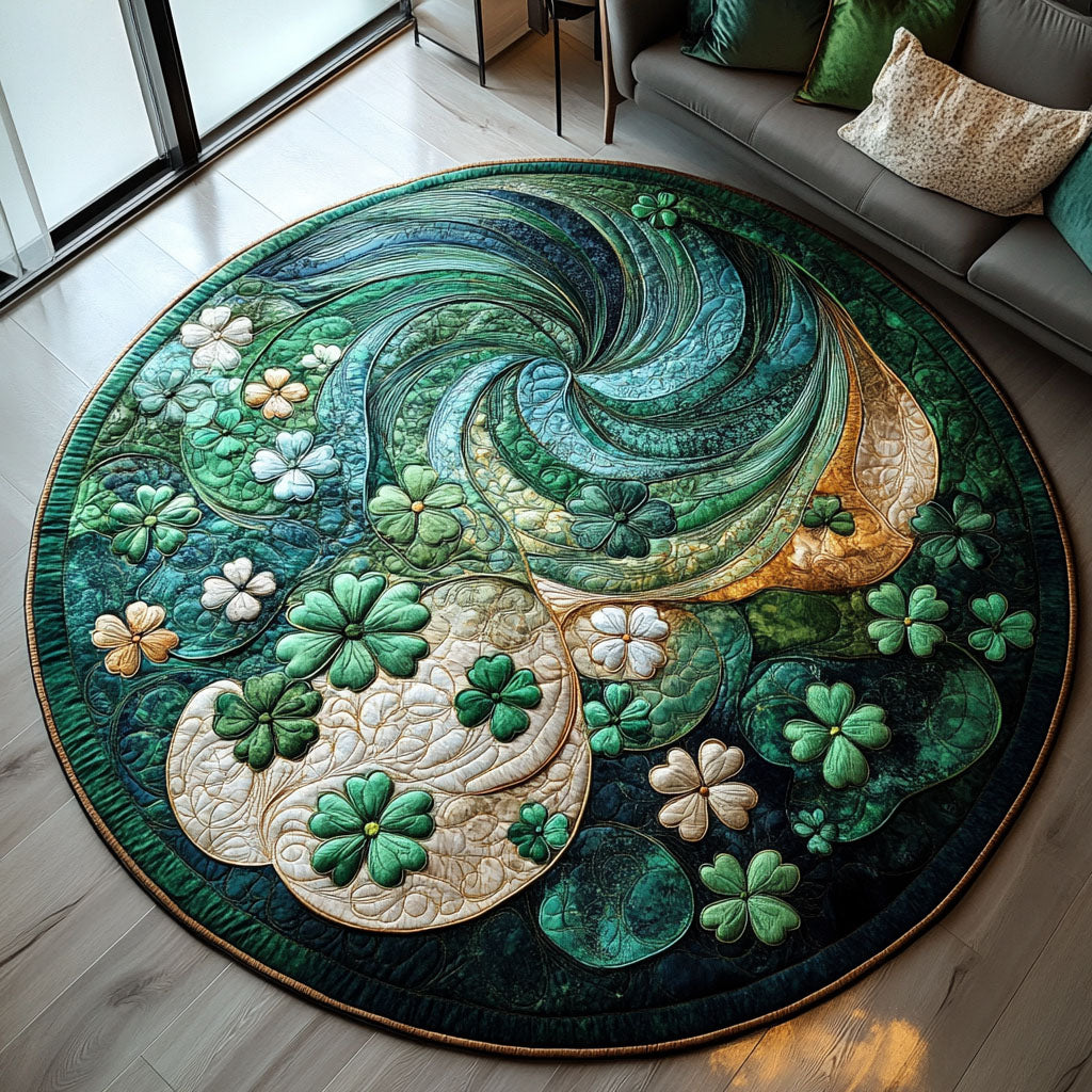 Fortunate Greens Quilted Round Mat Best Round Rugs St Patricks Day Gift Ideas