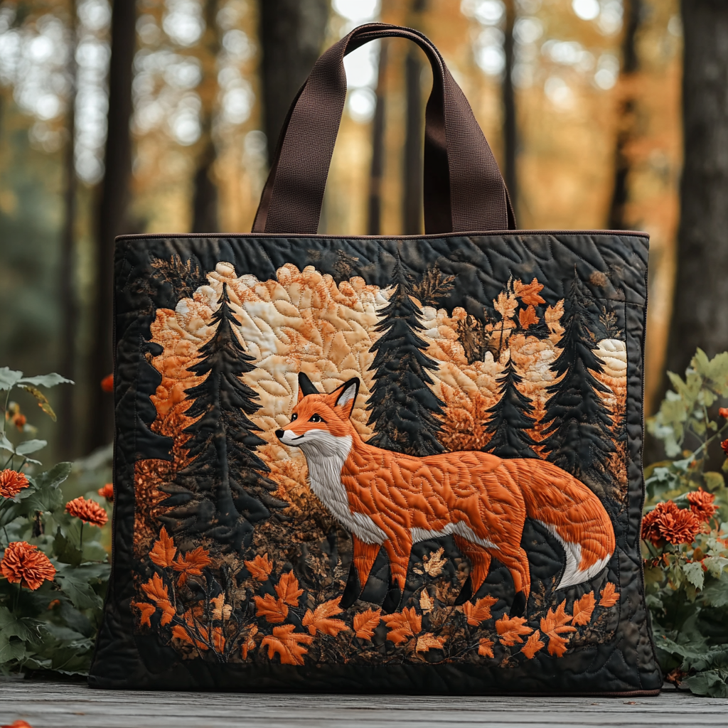 Fox Charm Quilted Tote Bag Trendy Shoulder Bags Moms Day Gifts