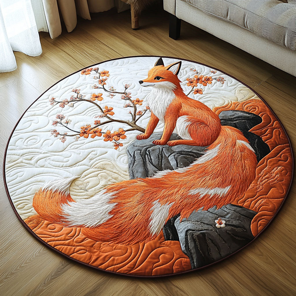 Foxy Illusion Quilted Round Mat Round Area Rugs For Living Room Mum Present