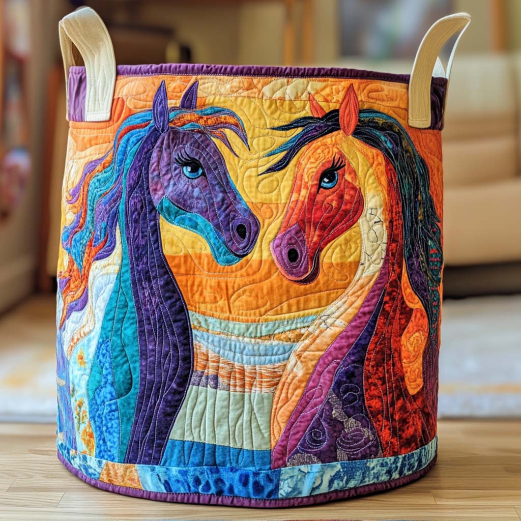 Free Horse Quilted Laundry Basket Best Dirty Clothes Hamper Gifts For Teenage Horse Lovers