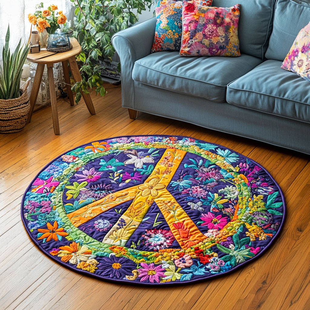 Free Spirit Quilted Round Mat Large Round Carpet Rugs Creative Gifts For Mom