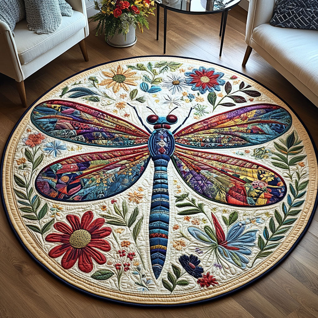 Free Spirit Wings Quilted Round Mat Small Round Carpet Rugs Dragon Father's Day Gifts