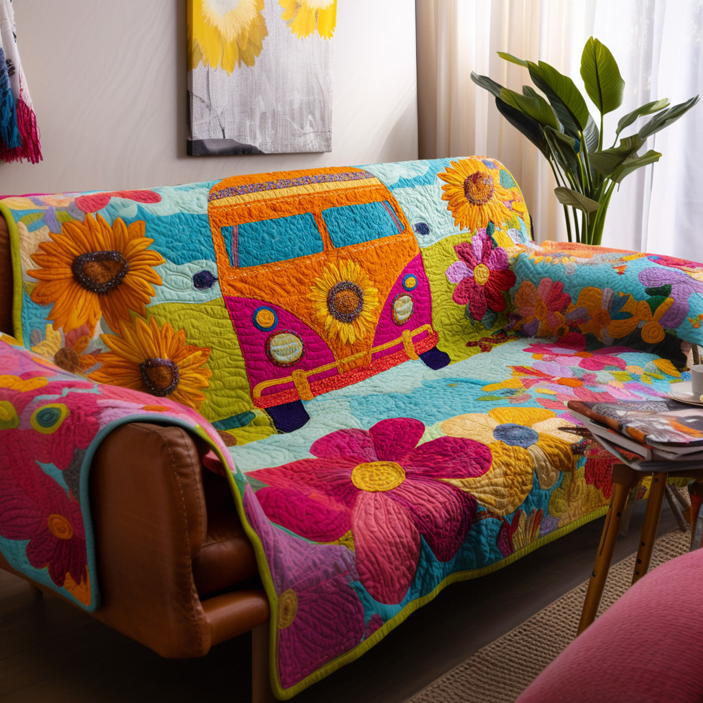 Free Wheels Quilted Sofa Cover Sofa Couch Cover Best Gifts For Hippies