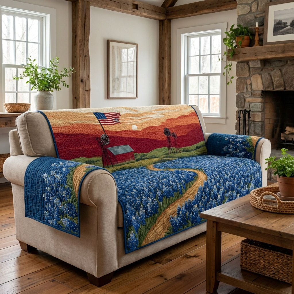 Freedom Flora Quilted Sofa Cover Great Couch Covers Unique 4Th Of July Gifts