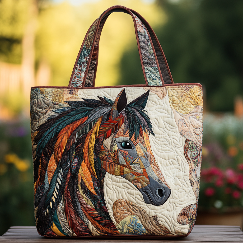 Freedom Horse Quilted Tote Bag Best Women's Shoulder Bags Simple Mother's Day Gifts